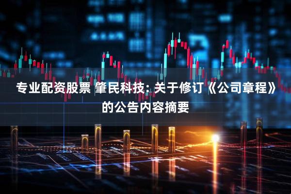 专业配资股票 肇民科技: 关于修订《公司章程》的公告内容摘要